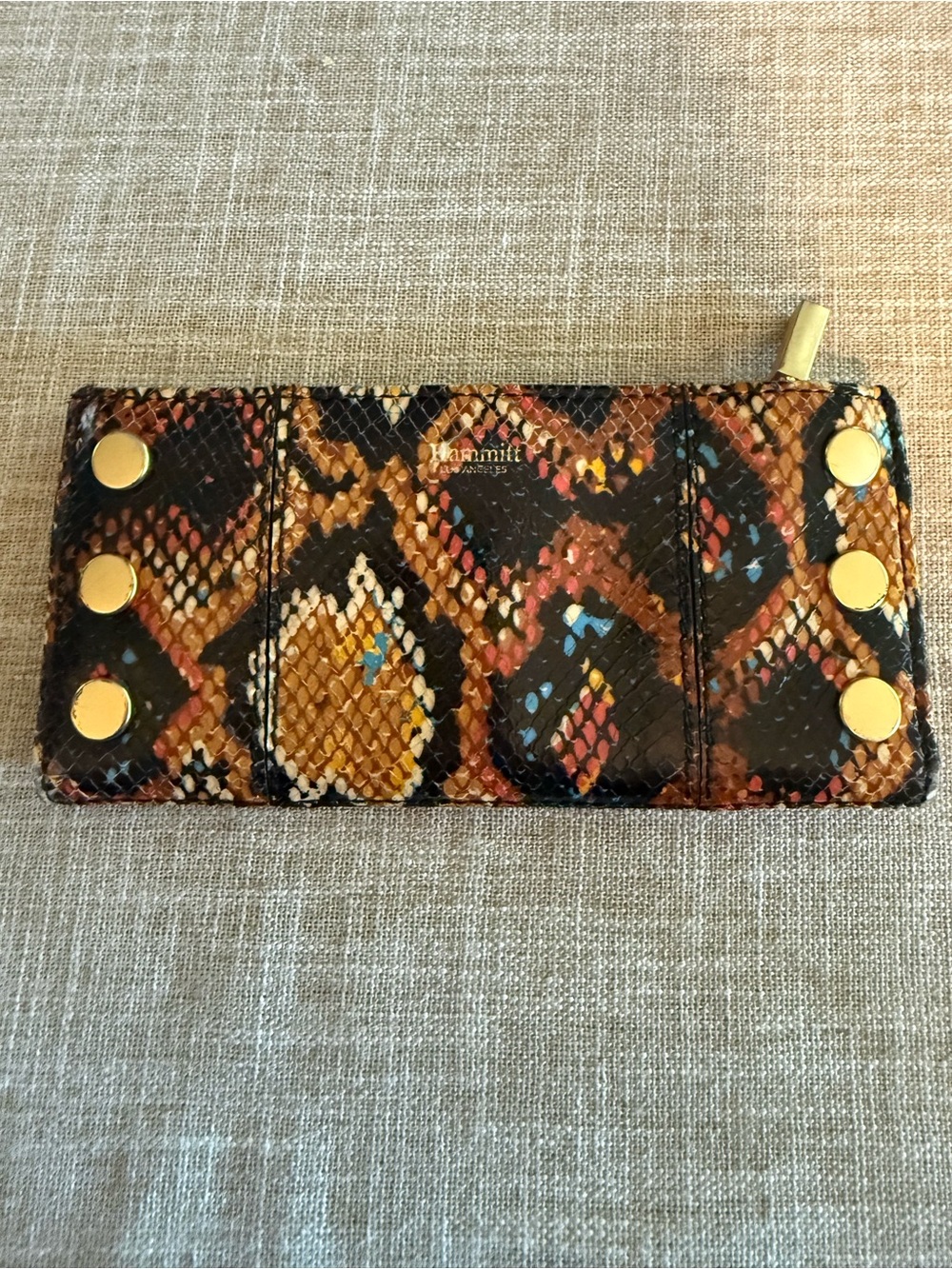 Hammitt Kara Snake-Print Card Holder - Brown, Black, Gold, Blue, Pink